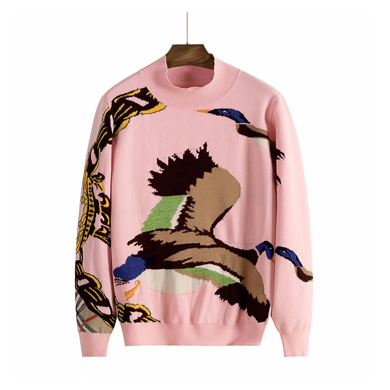 OEM \u0026 ODM anpassad logotyp Jacquard Intarsia Wild Goose Fashion Design Stickat Kvinnor Pullover Sweater