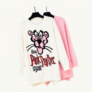 2019 Senaste tröja design Rosa Panther Jacquard Ladies Knit Sweater Dress
