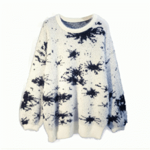 2019 Long Body Imitation Minkull Jacquard Long Fur Loose Knit Pullover Sweater