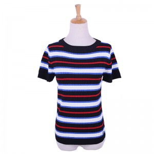 Summer Thin Mutiful Stripes Damtröja med kortärmad tröja