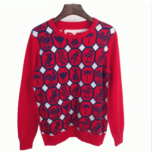 Custom Winter Thick Top Cloth Djur Jacquard Women's Knit Sweater