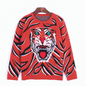 Custom OEM Tiger Head Jacquard Vintertjock ylle stickad mode tröja