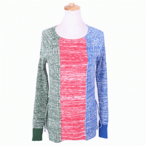100% bomullströjor Tripled Colors Long Body Sweater 2018 Women Pullover